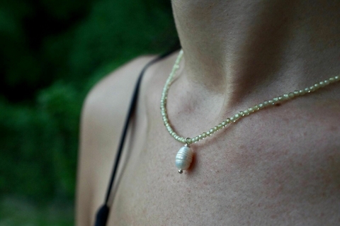 Colar de Zircônias com Pérola - Verde