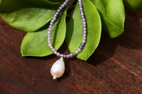 Colar de Zircônias com Pérola - Lilás