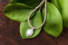 Colar de Zircônias com Pérola - Champanhe