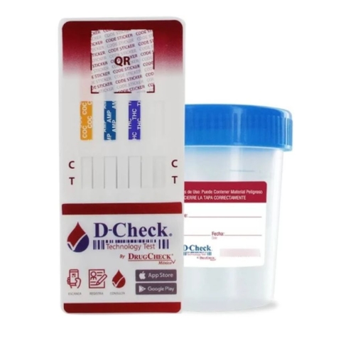 Prueba Antidoping 5 Parámetros + Tira detección de Alcohol - D Check - Caja 25 Kits
