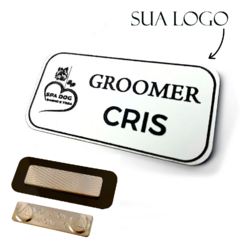 Broche Crachá Boton Doutor Magnético Escovado/Espelhado Imã Personalizado 6X3 - Vita Studio