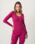 BLUSA DE MANGA LONGA, DECOTE U EM RIBANA - FUCSIA