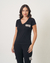 BLUSA BABYLOOK GOLA V EM MALHA VISCOLYCRA - PRETO
