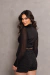 SHORTS ANASTASIA EM ALFAIATARIA - PRETO COM BRILHO PRATA - loja online