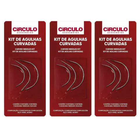 Pacote 3 Kit de Agulhas Curvadas (curva) Circulo - 3 unidades
