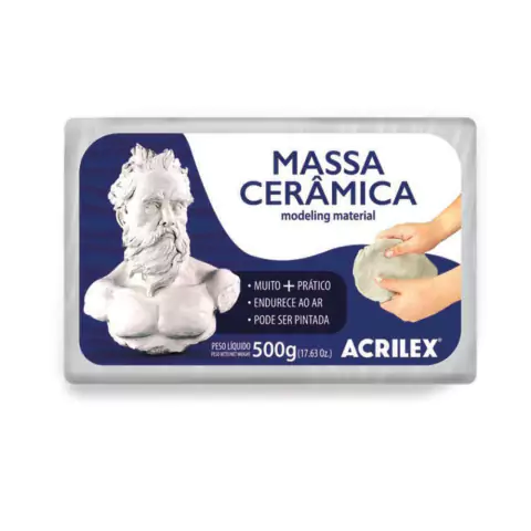 Massa Cerâmica 500g Acrilex - pronta para modelagem (não vai ao forno)