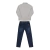 Conjunto Camisa Tecido Mesclado e Calça Jeans Elástico Casual Bege Paraiso - Loja Amo Paraiso