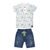 Conjunto Masculino de Camiseta Gola Polo Estampada e Shorts Jeans Macio Le Bhua - comprar online