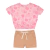 Conjunto Feminino de Blusa Estampada Tecido Crepe e Shorts em Malha Trabalhada Macio e Confortável Le Bhua - comprar online