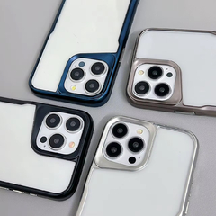 iPhone 14 Pro Max | Funda Transparente Con Bordes Metalizados - tienda online