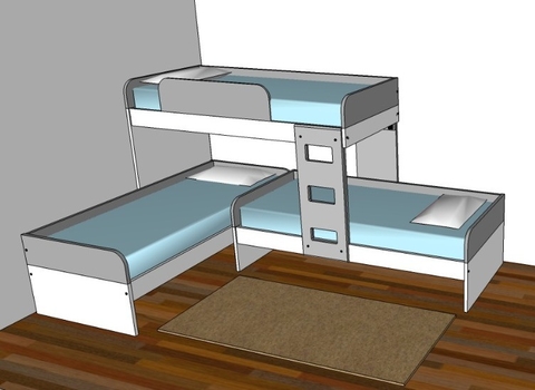 Cama triple Manu en L
