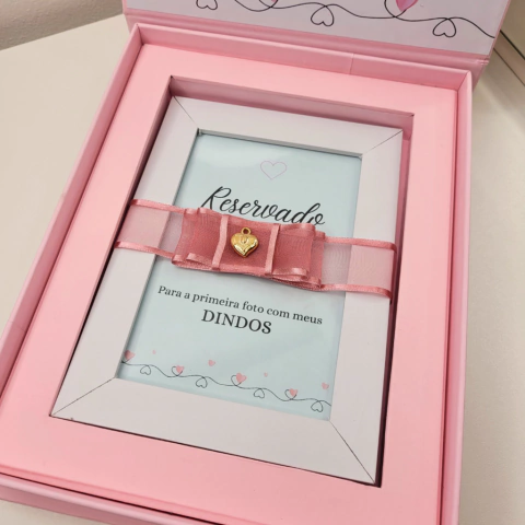 Caixa convite padrinhos com porta retrato cartonada personalizada