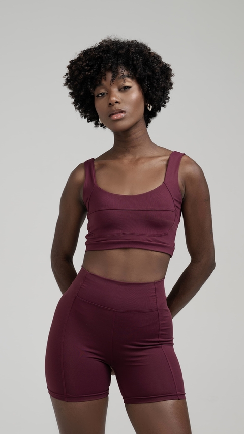 0010448 - Conjunto Short Nora Premium | top alça grossa, modelagem V, sem empina, Tecido: blackout meryl de poliamida ( toque super macio ) - (cópia) - (cópia) - comprar online