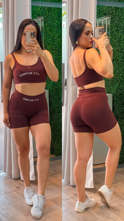 0060 - Conjunto Let’s novo - Top basic (revestido com elastico) - Short médio (detalhes em costuras) | Tecido: meryl de poliamida com elastano - comprar online