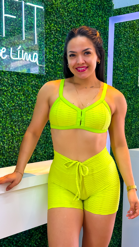0048 - Conjunto Juju - Short laço na cintura - top biquíni | Tecido: Jacquard - texturizado meryl de poliamida (toque gelado e macio)