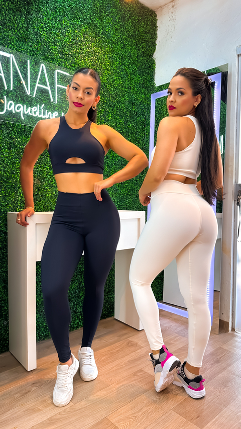 0090 - Conjunto Daniela legging | top nadador regata - calça sem empina | Tecido: meryl de poliamida blackout (toque gelado e macio)