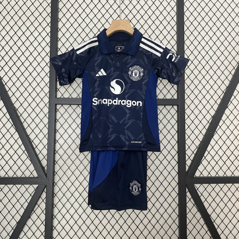 Conjunto Infantil Manchester United II Away 24/25 Adidas - Azul