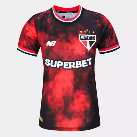 Camisa São Paulo 24/25 New Balance Feminina - Vermelha e preta