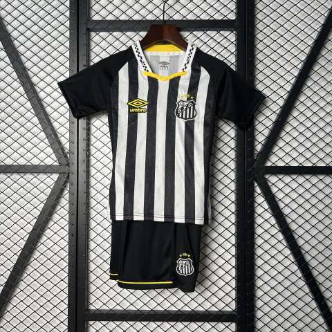 Conjunto Infantil Santos Away 25/26 Umbro - Preto e Branco
