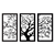 Cuadro Decorativo Arbol Triptico Pajaro FibroPlus Negro - comprar online
