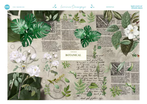 Lámina de papel Decoupage Botanica Vintage