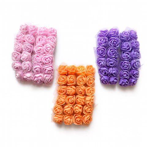 24 Flores de Goma Eva con Tule Mini Rosas - comprar online