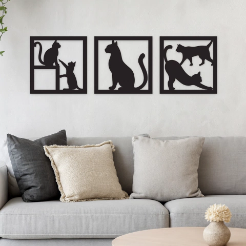 Cuadros Decorativo Silueta de Gato FibroPlus Negro - comprar online