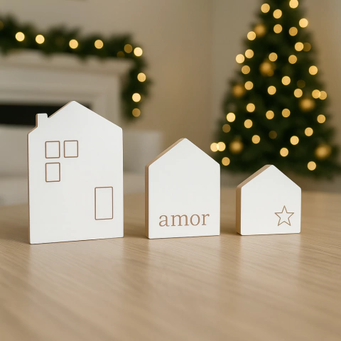 Adorno Navidad Casitas Deco x3 - comprar online