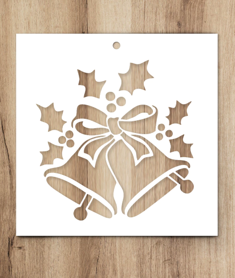 Stencil Campanas de Navidad 20x20cm