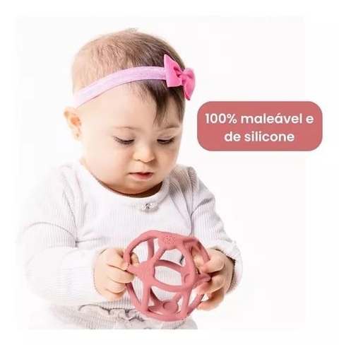 MORDEDOR BOLA EM SILICONE ROSA