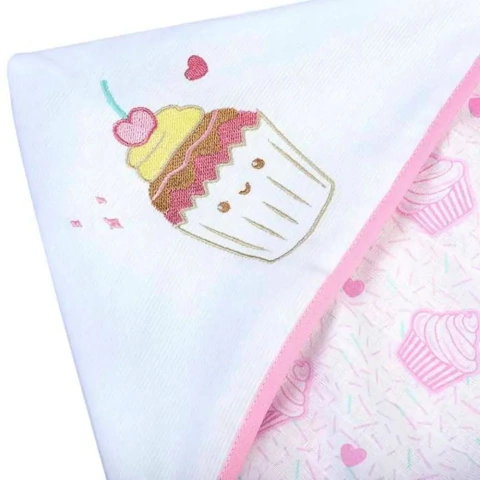 Toalha de Banho com Capuz Bordada Forro de fralda 1,20 x90