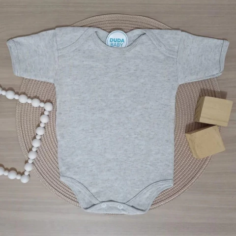 Body Manga Curta Cinza Mescla M