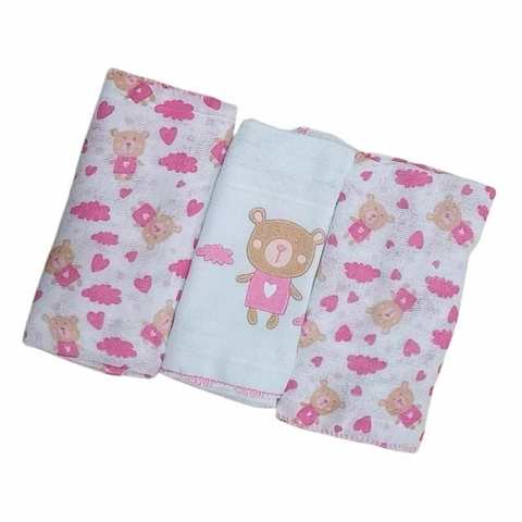 Pano de Boca Babete Fralda 34x40cm Bercinho - Rosa - comprar online