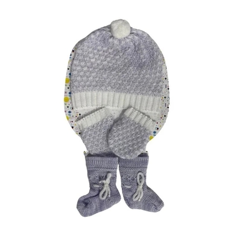 Kit de gorro e luvas recém nascido em tricot Lilás - comprar online