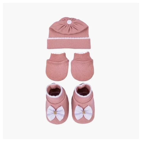 Kit Gorro 3 Peças Rosê C/ Branco - comprar online