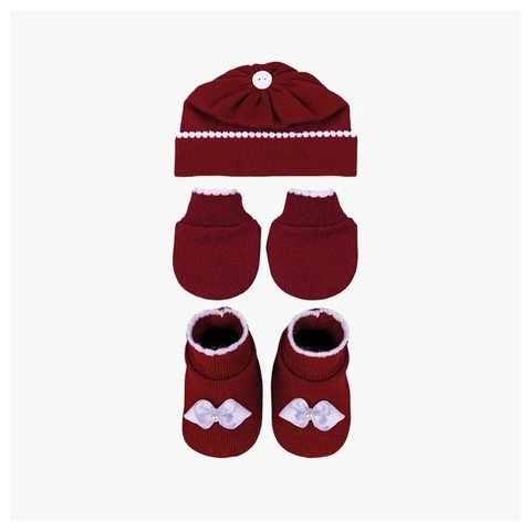 Kit Gorro 3 Peças Bordô C/ Branco - comprar online