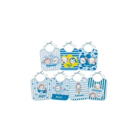Kit 7 Babadores para bebê em atoalhado Semaninha Azul Bambi - comprar online
