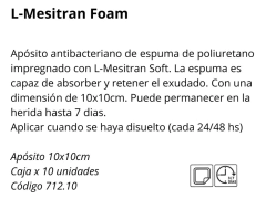 Imagen de L-mesitran Foam Apósitos Para Heridas 10x10cm