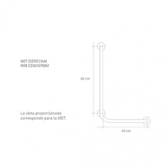 BARRA PARA BAÑO PINTADA ANGULO 90º DER/IZQ. (I007-8) - comprar online