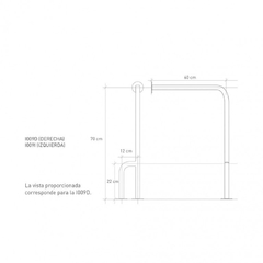 BARRA PARA INODORO FIJA EN L LATERAL (I009D-I) - comprar online