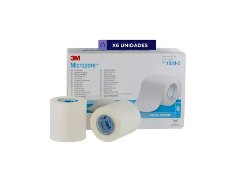 CINTA MICROPORE DE 5cm X 9mts. - X 6 ROLLOS