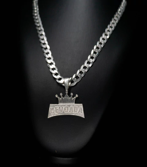 CORRENTE ESCAMADA 11MM 70CM + PINGENTE REVOADA - PRATA LEGITIMA