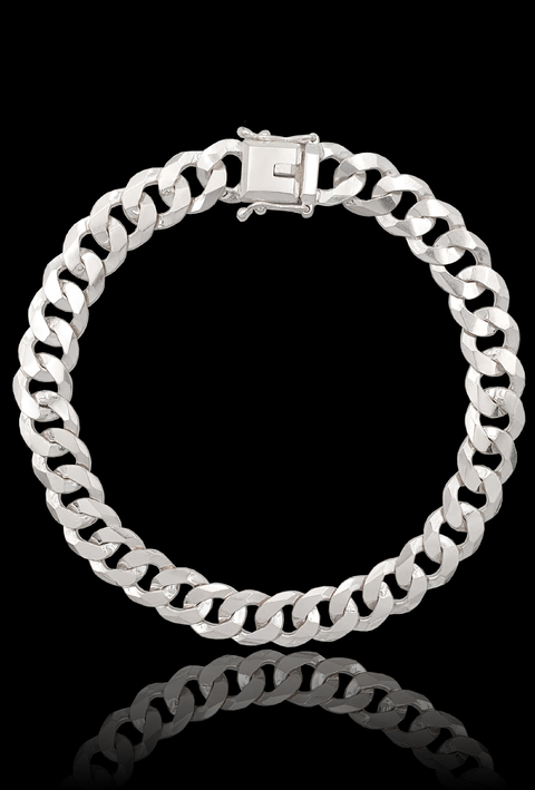 PULSEIRA ESCAMADA 8MM ATACADOR CAIXÃO - PRATA LEGITIMA