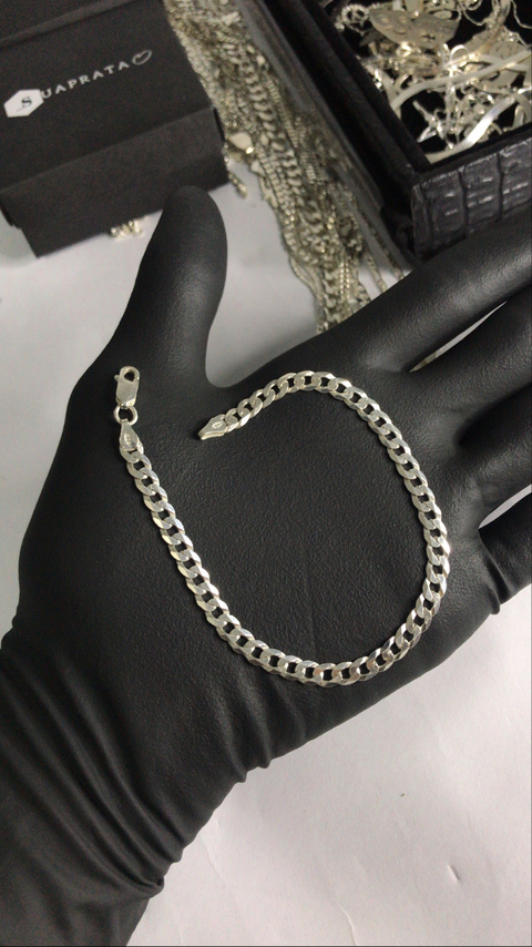 Pulseira escamada 5mm - Prata legitima