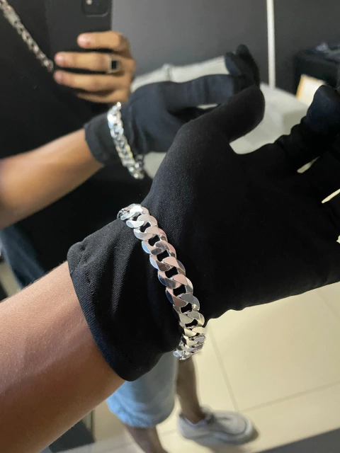 Pulseira Escamada 12mm - Prata Legítima