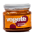 Frasco de brigadeiro de caramelo da marca Vegete, com rótulo colorido e tampa branca.