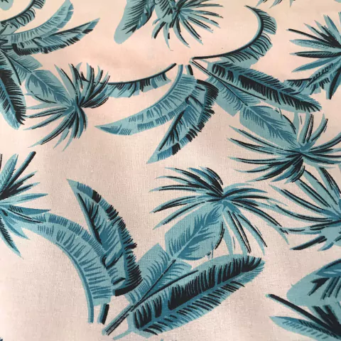 Triconile Estampado 1 Metro - Folhagens Coqueiro - Azul