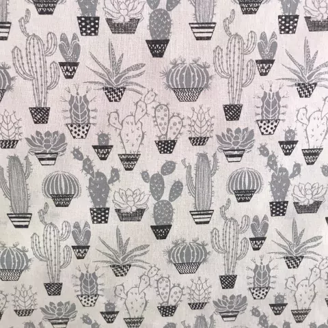 Triconile Estampado 1 Metro - Cactus - Cinza