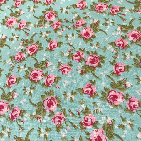 Triconile Estampado 1 Metro - Mini Rosa - Fundo Verde