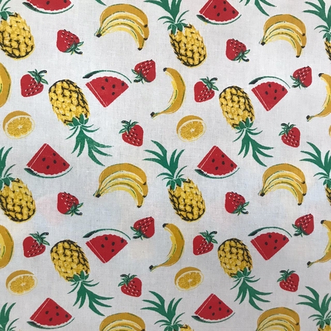Triconile Estampado 1 Metro - Frutas - Fundo Branco